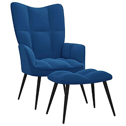 Maison Chic Chaise de relaxation | Fauteuil relax avec repose-pied Bleu Velours -GKD43873