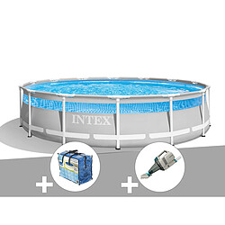 Kit piscine tubulaire Intex Prism Frame Clearview ronde 4,27 x 1,07 m + Bâche à bulles + Aspirateur