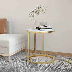 Maison Chic Table d'appoint | Table Basse Doré et marbre blanc 45 cm Verre trempé -GKD28943