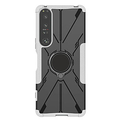 Coque en TPU avec béquille en tôle magnétique pour votre Sony Xperia 1 IV 5G - blanc