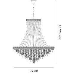 Avis Luminaire Center Suspension Alexetra 18 Ampoules chrome poli/cristal