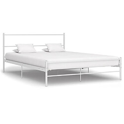 Maison Chic Lit adulte - Lit simple Cadre de lit,Structure du lit Contemporain Blanc Métal 140 x 200 cm -MN87217