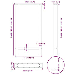 vidaXL Pieds de table basse anthracite 2 pcs 50x(90-91) cm acier pas cher