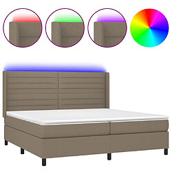 vidaXL Sommier à lattes de lit matelas et LED Taupe 200x200 cm Tissu