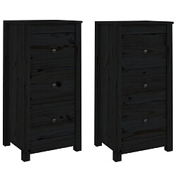 vidaXL Buffets 2 pcs noir 40x35x80 cm bois massif de pin