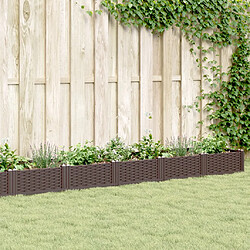 vidaXL Jardinière avec piquets marron 362,5x42,5x28,5 cm PP