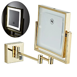 Universal Miroir de toilette 8 pouces de deux côtés de l'or carré miroir LED pliant miroir de maquillage en laiton miroir de maquillage cadeau de madame | miroir de bain