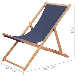 vidaXL Chaise pliable de plage Tissu et cadre en bois Bleu pas cher