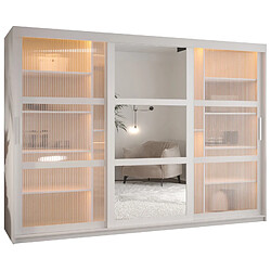 Abiks Meble Armoire Flutes 2 à Portes Coulissantes 200/250/62 3 Portes (blanc)