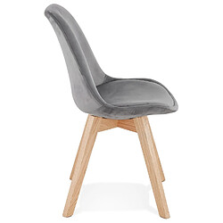 Avis Alterego Chaise en velours gris 'JOE' avec structure en bois naturel