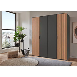 Inside 75 Armoire graphite 4 portes BLEND 2 portes aspect clayettes imit. chêne artisan