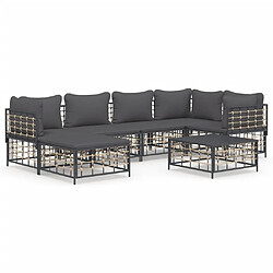 Maison Chic Salon de jardin 7 pcs + coussins - Mobilier/Meubles de jardin - Table et chaises d'extérieur anthracite résine tressée -MN98909