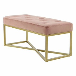 Paris Prix Banc Design Velours Cameron 90cm Rose & Or