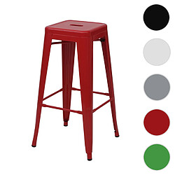 Mendler Tabouret de bar HWC-A73, pour comptoir, métal, style industriel, empilable ~ rouge