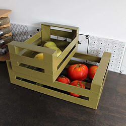 Bazardeluxe Cagette en métal coloré (Lot de 2) olive.