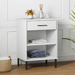 vidaXL Armoire console avec pieds en métal Blanc Bois pin massif OSLO