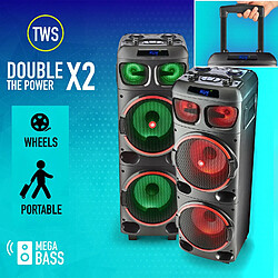 NGS Wild Dub 1 - Haut-Parleur Portable 300W Compatible avec la Technologie Stéréo Bluetooth / True Wireless, Double Subwoofer 8" pas cher