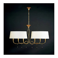 Luminaire Center Suspension Paola 2 Arm 6 Ampoules E14, doré peint avec Abat jour crèmes & verre ambré goutelettes