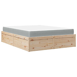 Vidaxl Lit avec matelas 140x200 cm bois massif de pin