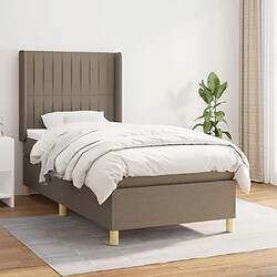 vidaXL Sommier à lattes de lit avec matelas Taupe 100x200 cm Tissu