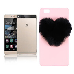 Universal Étui de téléphone créatif de style adolescent microfibre charmant coeur en peluche couverture de téléphone pour Huawei P8 Lite 2017 (rose)