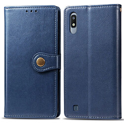 Wewoo Housse Coque Etui en cuir de protection pour téléphone portable avec boucle photocadre photo et fente carteportefeuille et support Galaxy A10 bleu