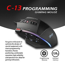 Avis Universal C13 Gaming Mouse 10000 DPI 13 Boutons programmables RVB LED Light MICE Table d'ordinateur ergonomique