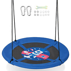 Helloshop26 Balançoire soucoupe de 102 cm pour enfants balançoire suspendue avec cordes de suspension réglables tissu oxford tuyaux en métal galvanisé pour parc motif fusée 20_0004781