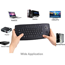 Mini clavier multimédia sans fil 2,4 GHz avec molette de souris Trackball adapté pour PC/Mac/Android TV Box, télécommande, structure X