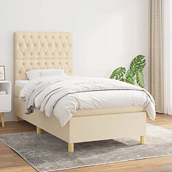 Maison Chic Structures de lit + matelas,Lit à sommier tapissier et matelas pour Chambre Crème 90x190 cm Tissu -MN13846