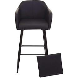 Decoshop26 Lot de 2 tabourets de bar avec repose-pieds en synthétique noir et métal noir TDB04065