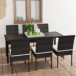 Salle à manger de jardin 7 pcs,Table et chaise à dîner Résine tressée Noir -MN58389