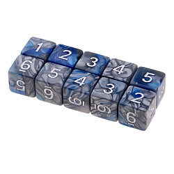 Acheter 10x jeu de dés à 6 faces 16mm pour jeux de société / enseignement des mathématiques bleu