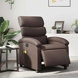 Maison Chic Fauteuil Relax pour salon, Fauteuil de massage inclinable électrique marron similicuir -GKD53182