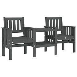 Maison Chic Banc de jardin 2 places | Banquette de jardin avec table | Chaise Relax gris bois massif de pin -MN40073