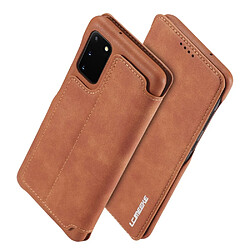 Etui en PU style rétro avec porte-carte marron pour votre Samsung Galaxy S20