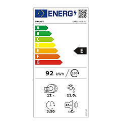 Lave-vaisselle 60cm 12 couverts 47db - dfp127ads - BRANDT