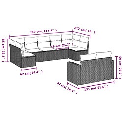 Acheter vidaXL Salon de jardin 9 pcs avec coussins noir résine tressée