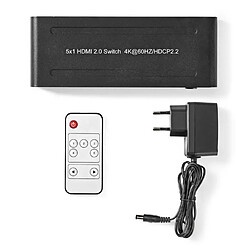 Avis NEDIS Commutateur Répartiteur HDMI 5-Port | 5x HDMI™ entrée | 1x HDMI™ sortie 4K 60Hz 18 Gbps Télécommandé Métal Anthracite