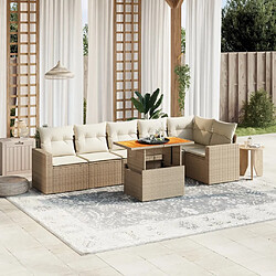 vidaXL Salon de jardin avec coussins 7 pcs beige résine tressée