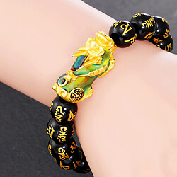 Chinois Feng Shui Obsidian Bead Pixiu Charms Bracelet Bijoux Noir