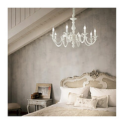 Ideal Lux Chandelier sans abats jours Justine Métal blanc 8 ampoules 62cm