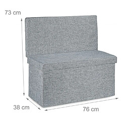 Helloshop26 Tabouret pouf coffre de rangement pliant en lin 76 cm gris 13_0002782