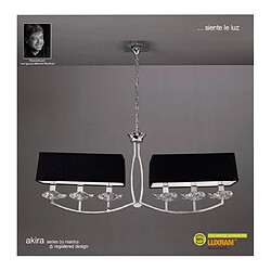 Luminaire Center Suspension Akira 2 Arm 6 Ampoules E14, chrome poli avec Abat jour noirs