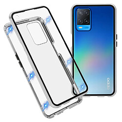 Coque en métal double face, ultra clair, fermeture magnétique, argent pour votre Oppo A54 4G