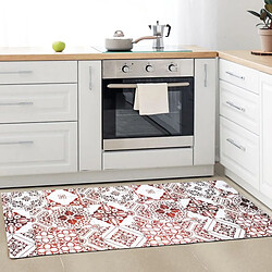 Thedecofactory AZULEJOS VINYLE - Tapis de cuisine carreaux de ciment rouge 45x120 pas cher