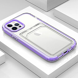 Coque en TPU anti-chute, antichoc, transparent avec porte-cartes violet pour votre Apple iPhone 13 6.1 pouces