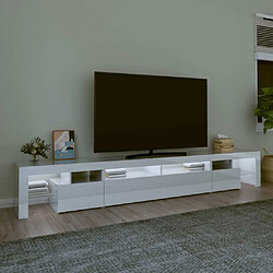 Avis Maison Chic Meuble TV avec lumières LED, Banc TV pour salon, Meuble de rangement Blanc brillant 260x36,5x40 cm -GKD82610