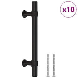 vidaXL Poignées d'armoire 10 pcs noir 96 mm acier inoxydable