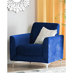 Beliani Fauteuil FENES Velours Bleu marine